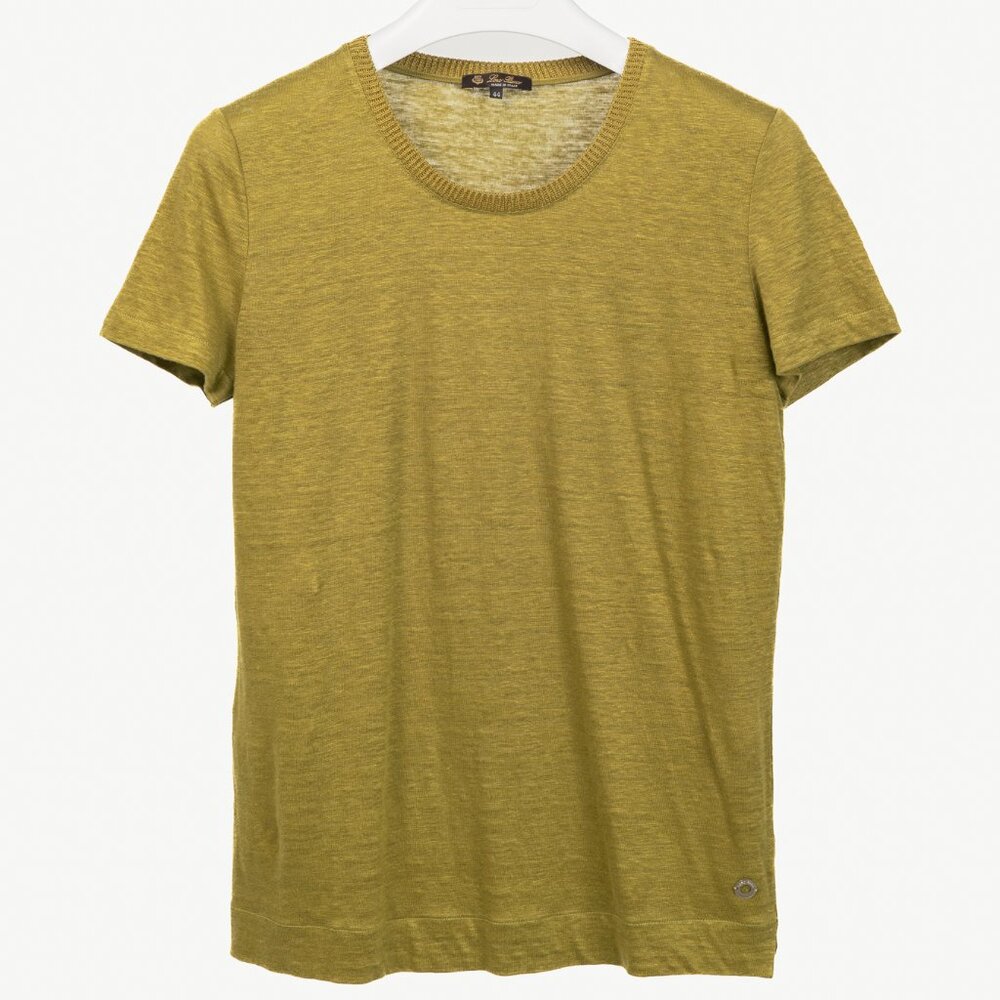 Loro Piana Green Linen Short-Sleeve T-Shirt